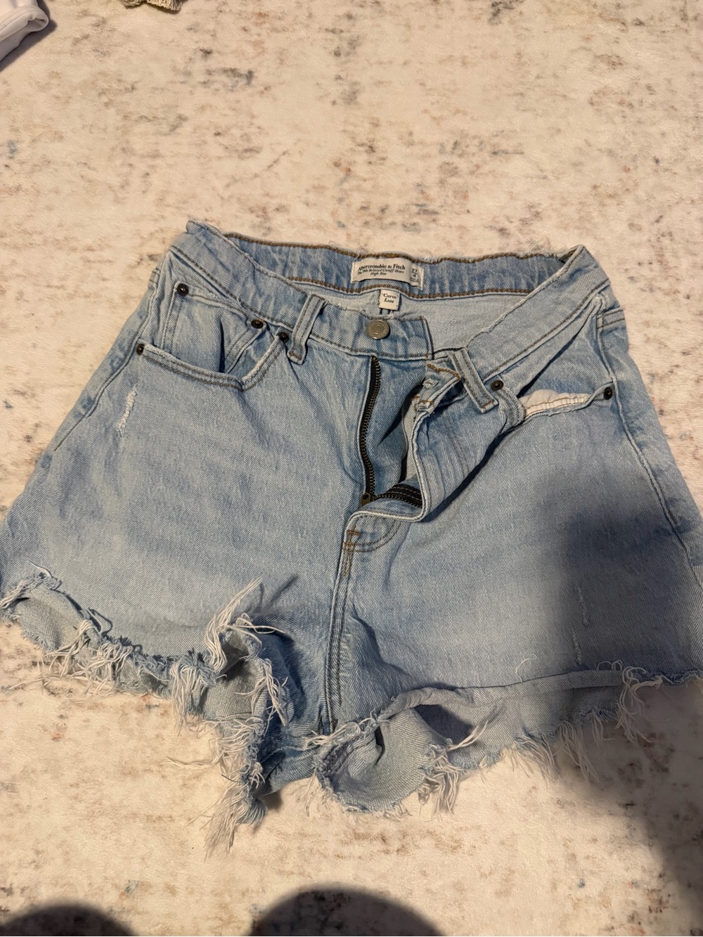 Abercrombie & Fitch Light Blue Distressed Denim Shorts